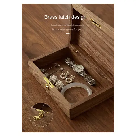 A40G-Hem Skrivbordsförvaringslåda Valnöt Vintage Massivt Trä Föremål Kosmetiska Smycken Organiserare 12 best sales valnötslåda - №5