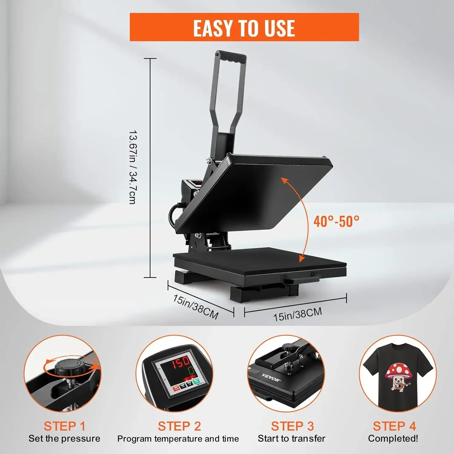 15x15 Power Heat Press Machine, Fast Heating, High Pressure Heat Press Machine, Digital Industrial Sublimation Printer
