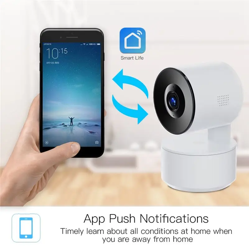 

НОВЫЙ Wi-Fi Tuya умный дом встряхивающая голова машина обнаружение движения функция ночного видения 1080P беспроводная камера безопасности вилка стандарта США