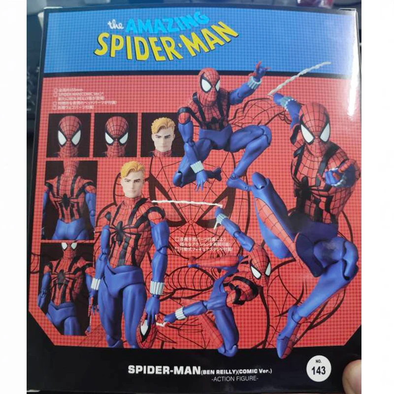Mafex 143 Spider-Man figura de acción versión cómica Spiderman Ben Reily colección de figuras de Anime modelo muñeca juguete regalo de Navidad