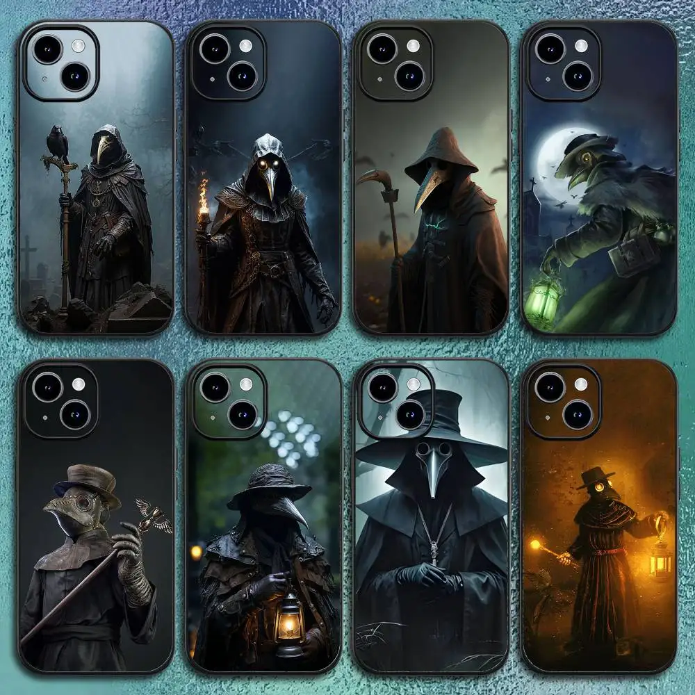 P-Plague DoctoR-Maske Handyhülle für iPhone 17 12 13 14 15 16 Pro Max Plus Klassische schwarze Softshell