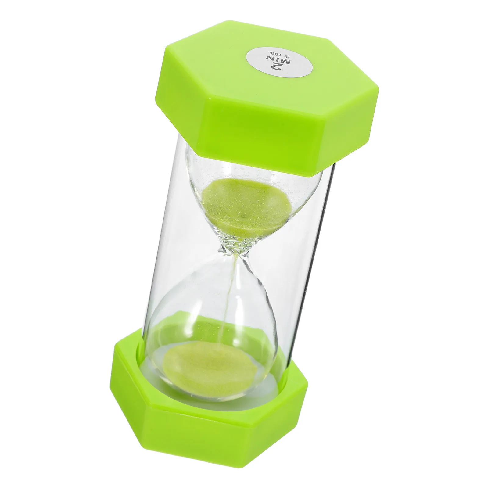 Light Green Hexagon Sand Timer 2 Minute Hourglass Visual Timer for Study Cooking Office Classroom Sand Clock