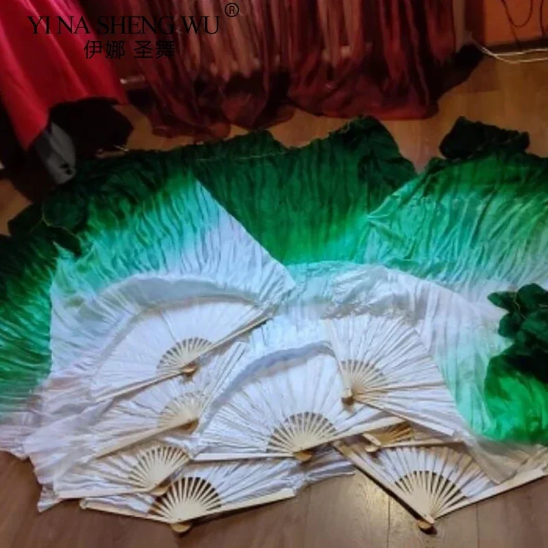 Real Silk Belly Dance Veil Bamboo Fan Classic Size Dance Performance Stage Show Props Customizable Hand Held Dancing Fans