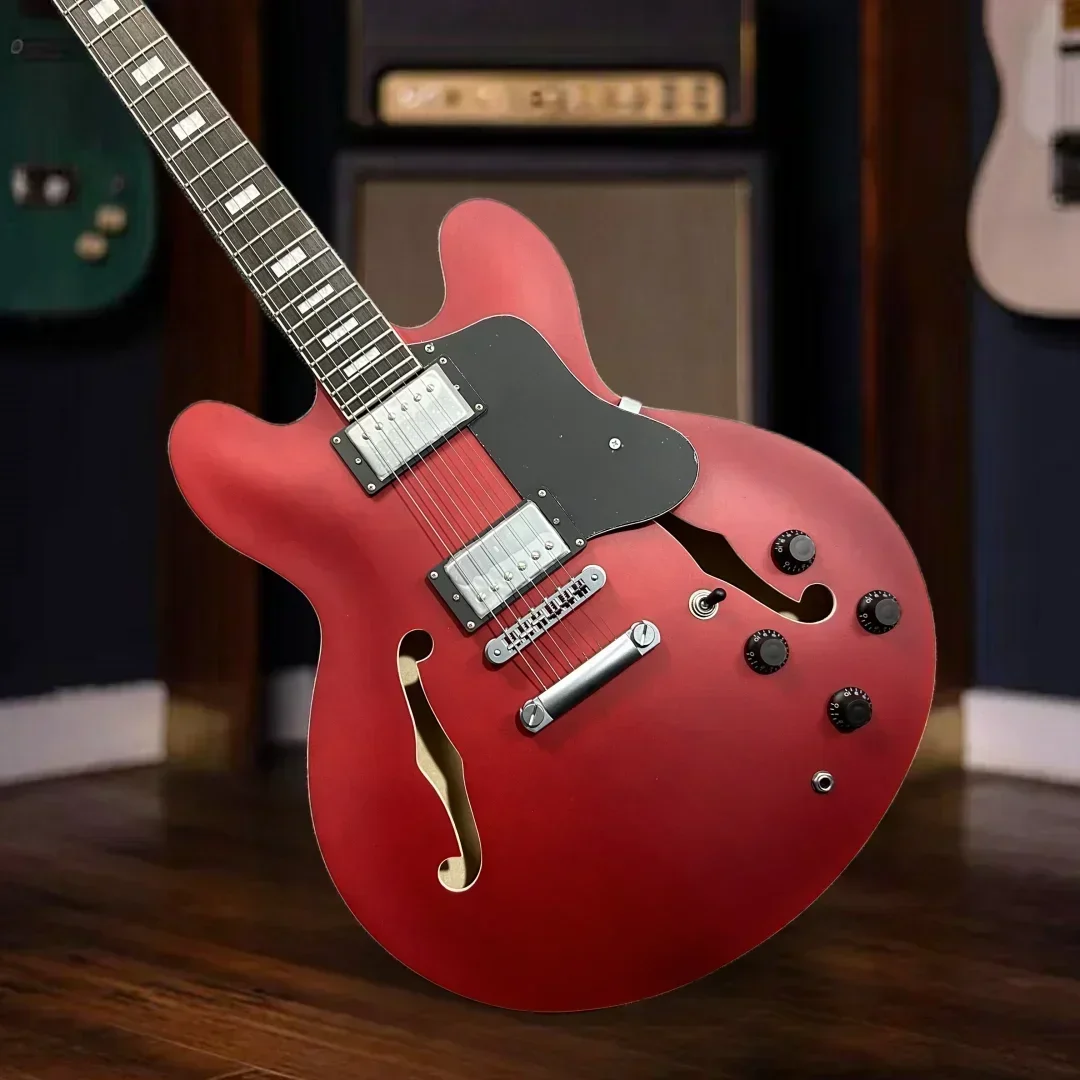 Envío gratis 6 cuerdas rojo 335 guitarra eléctrica diapasón de palisandro cuerpo de arce semihueco puente fijo pastillas 2H