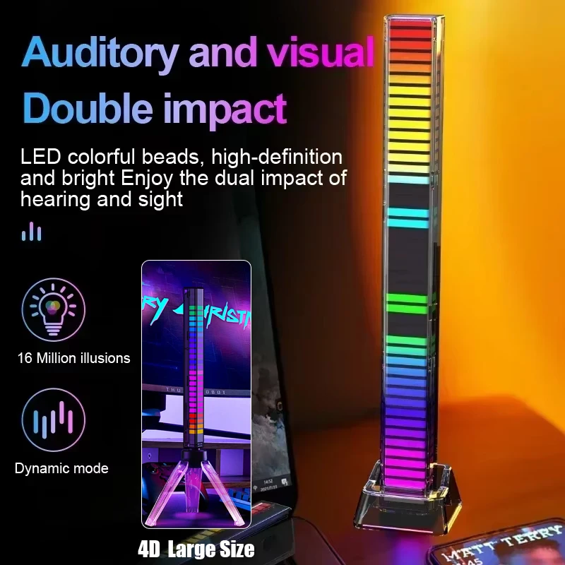 RGB เสียงรถกระบะโคมไฟ LED ไฟบรรยากาศเพลง SYNC Muticolor Music Rhythm Light สําหรับงานปาร์ตี้ Esports ห้องตกแต่งรถยนต์