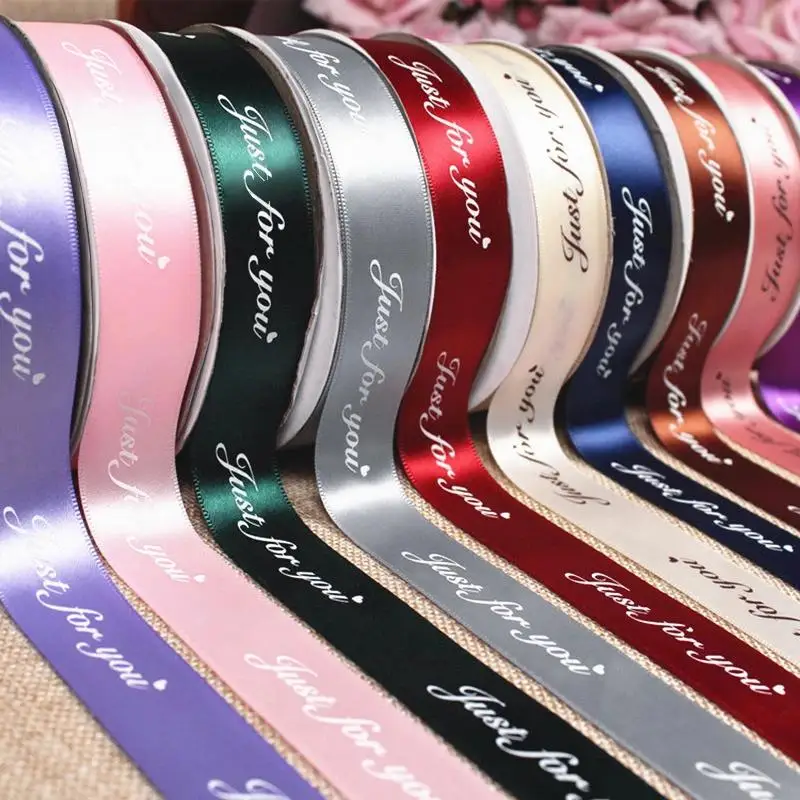 40Yards 25mm Polyester Ribbon Printed JUST FOR YOU Ribbon For Handmade Romantic Gift Packaging Wedding Decoration