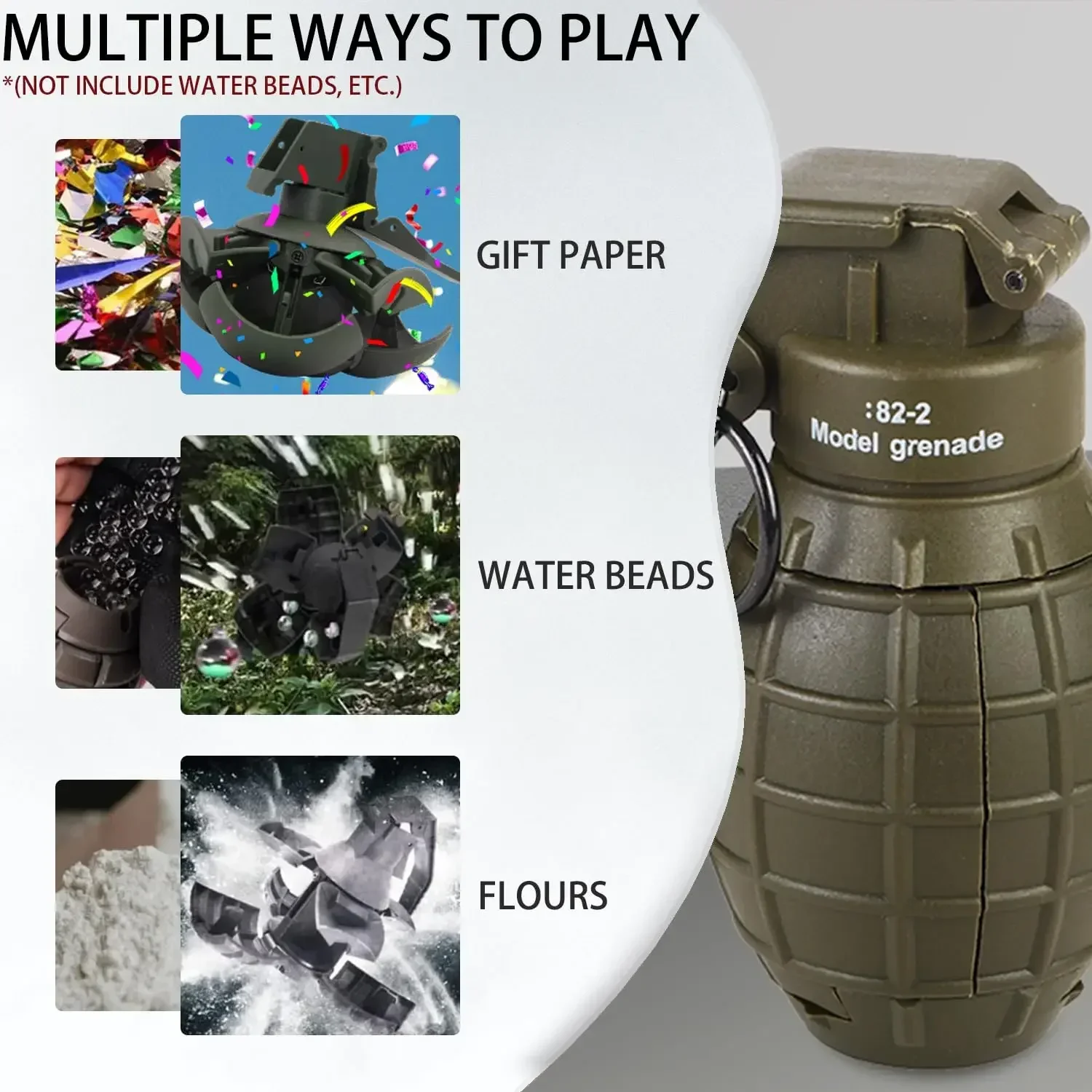 

82-2 Tactical Airsoft Grenade Toys Powerful Spring Impact Paintball Shooting Nylon Hand Grenades Toy for CS Battle Game