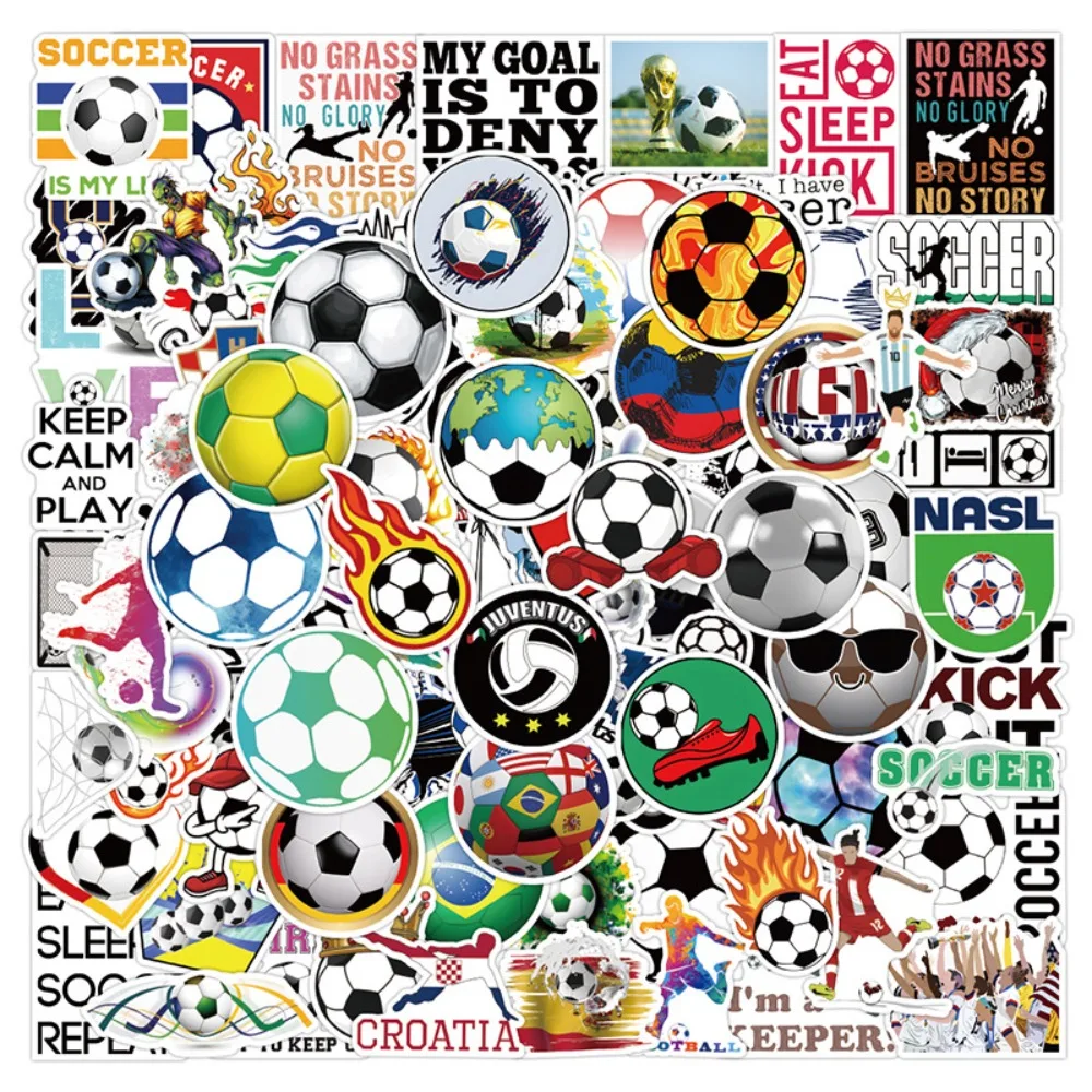 50-100 autocollants imperméables de football pour fête de football, anniversaire, carnaval, baby shower, école, maternelle, cadeau, prix