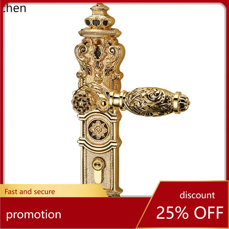 

Zml indoor universal wooden door lock - silent brass hotel villa solid wood bedroom door lock