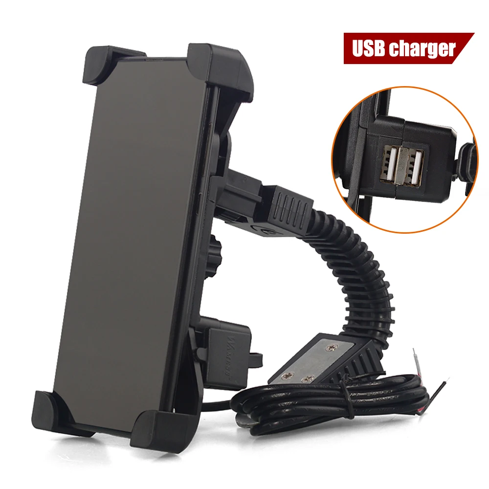 Motorcycle Phone Holder Support Moto Rear View Mirror Stand Mount Scooter For Mobile Phones with USB Charger