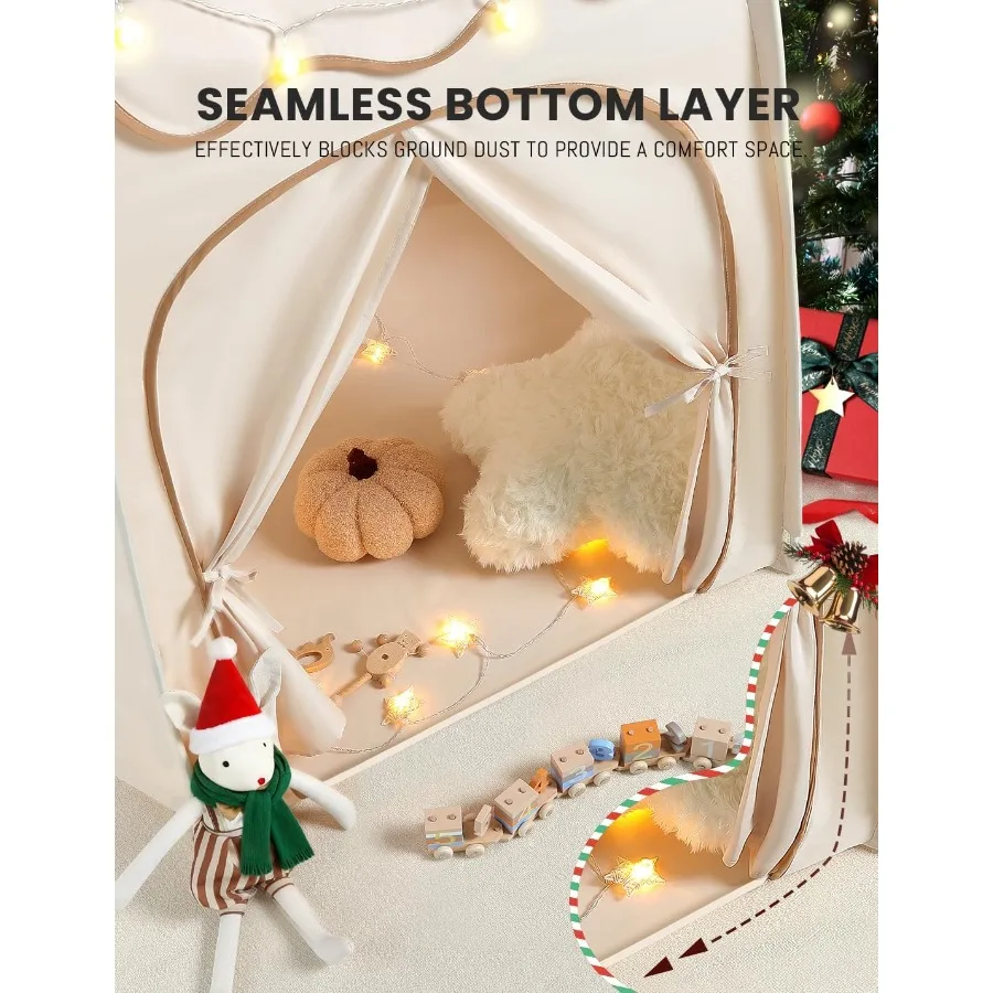 besrey Speeltent Groot zeshoekig speelhuisje met 1 deur 3 ramen en sterverlichting Binnen Buiten Wit Fort voor peuters 61 x 31