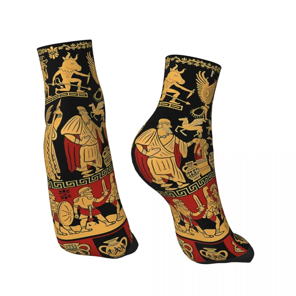 Happy Men's Ankle Socks Ancient Greece Medusa Mythology Hip Hop Seamless Crew Sock Gift Pattern Printed