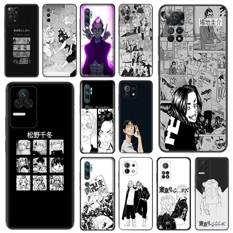 Phone Case For Redmi 10C 10A Note 11 Pro 10 10s 11s Comic Tokyo Revengers Xiaomi 10t 11t Lite Black Soft Protective Cover