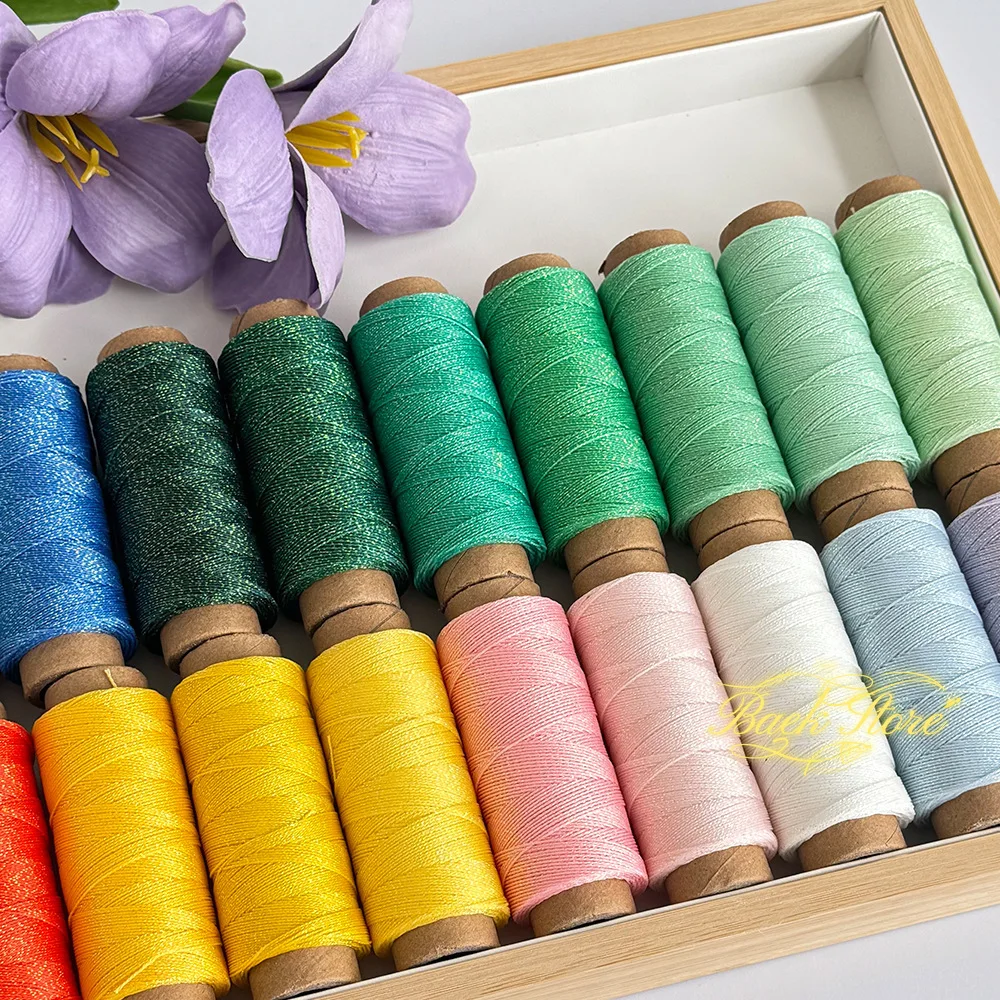 New 6-strand Starry Sky Wax Thread DIY80 Meters Hand Woven Thread Multi-color Paper Tube Gold Silver Thread Starry Sky Solid
