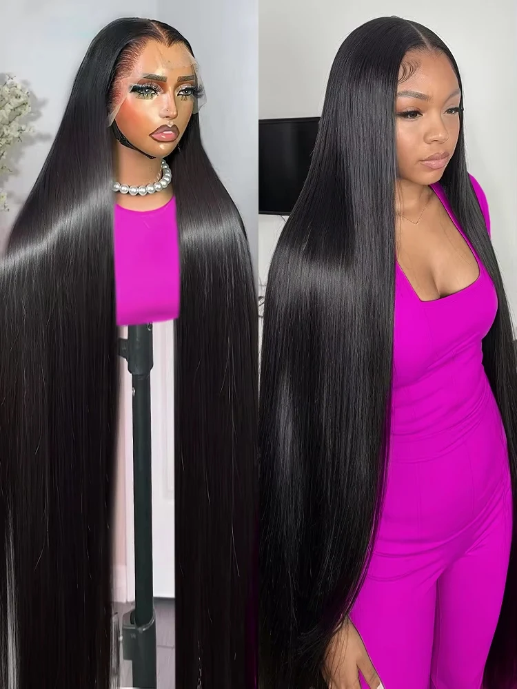 220% HD 13x6 Silky Bone Straight 40 Inches Lace Front Human Hair Wigs 13x4 Lace Frontal Remy Wig 5x5 Glueless Ready To Wear Wig