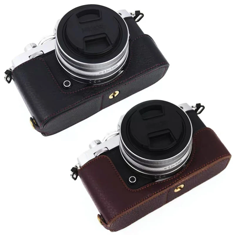 

Real Genuine Leather Case Shell Camera Video Bag Half Body Base Protector for Nikon ZFC Z fc Protective Opening Bottom Cover