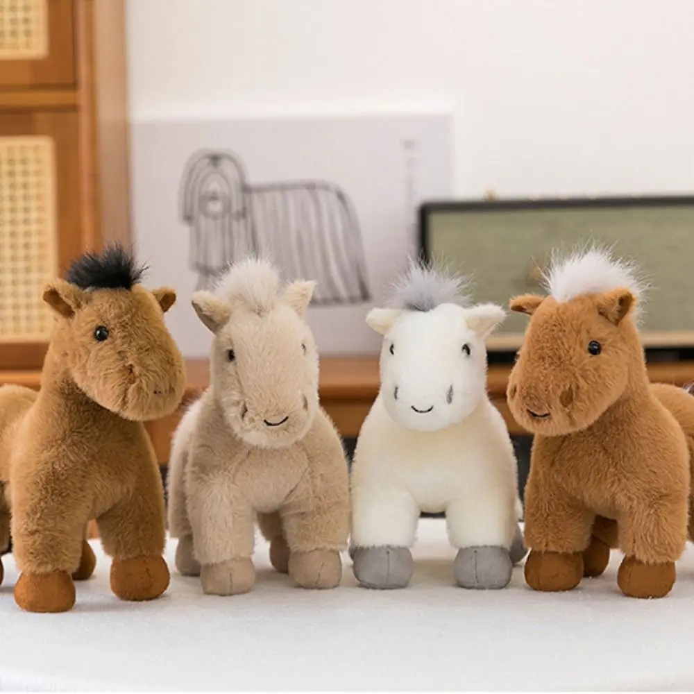

Simulation Standing Foal Doll with Mane Fluffy Tail Horse Toys Soft Lovely Cartoon Horse Stuffed Room Decoration