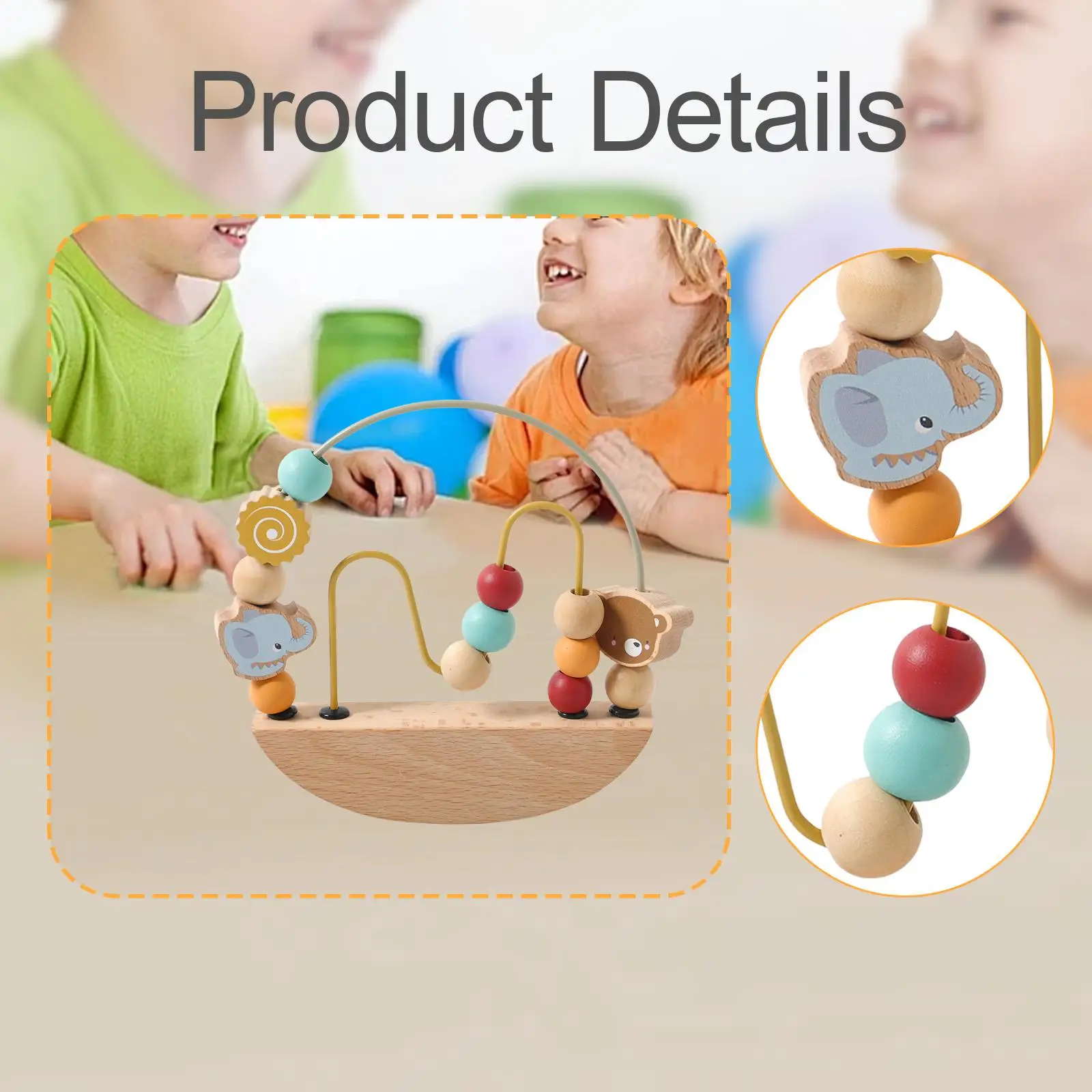 Bead Maze Toy Fine Motor Skills Learning Portable Activity Interactive Travel Toy Color Recognition Educational Circle Toy