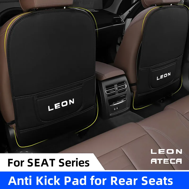 Leather Car Seatback Protector Pad Auto Backseat Anti-Kick Mats for Seat Leon Mk2 Mk1 Mk3 Ateca Children Auto Anti-Dirty Cover