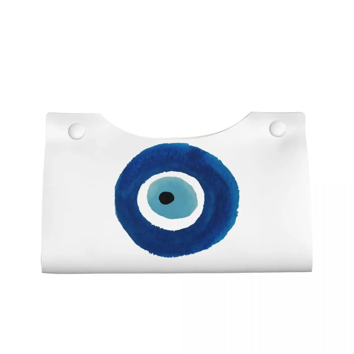 Custom Watercolor Evil Eye Nazar Painting Tissue Box Cover Rectangular PU Leather Hamsa Lucky Charm Facial Tissue Box Holder for