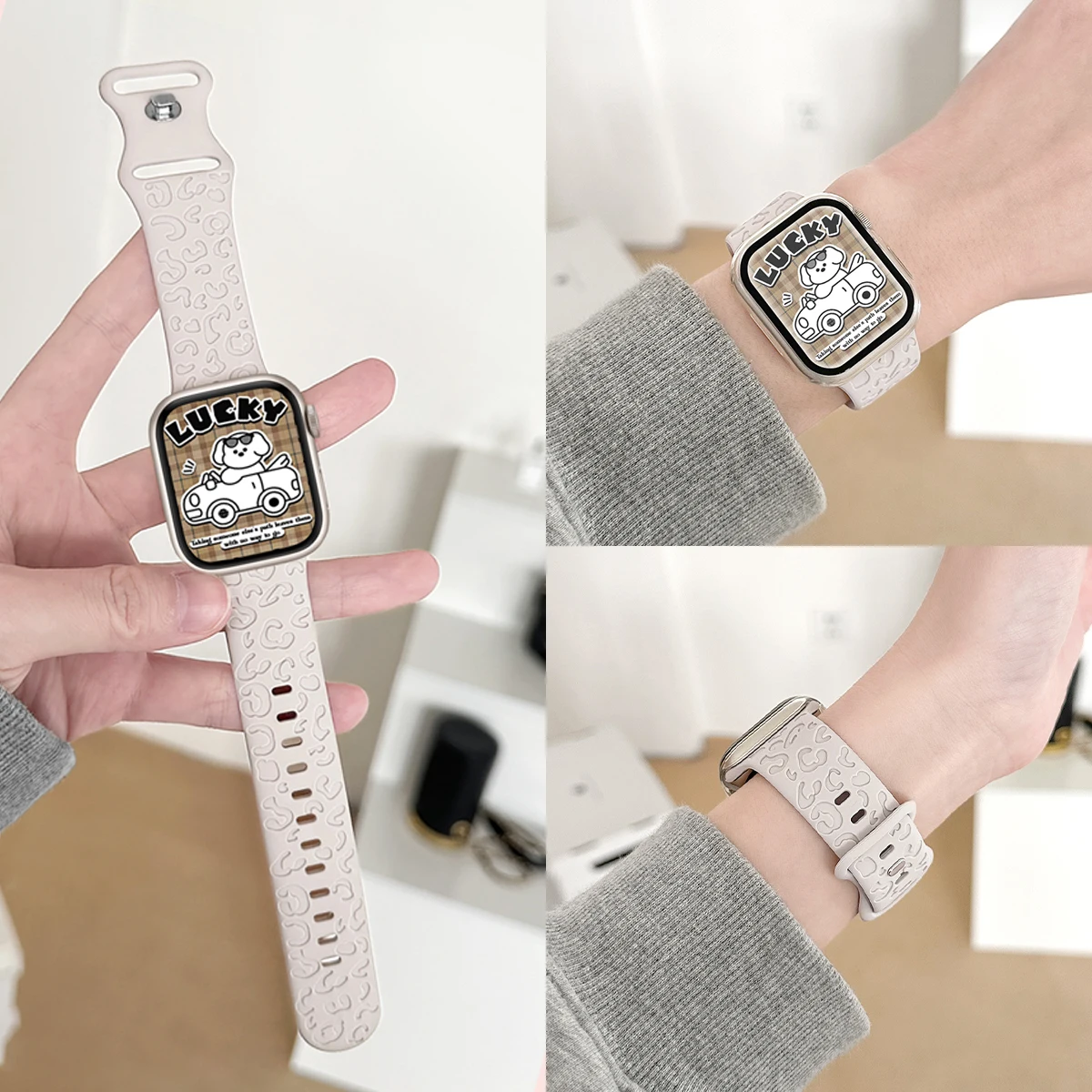 Engraved Leopard Strap For Apple Watch Band ultra2 49mm 45mm 44mm-42-46mm 41mm-40mm Silicone bracelet Series 10 9 8 7 se 3 6 5 4