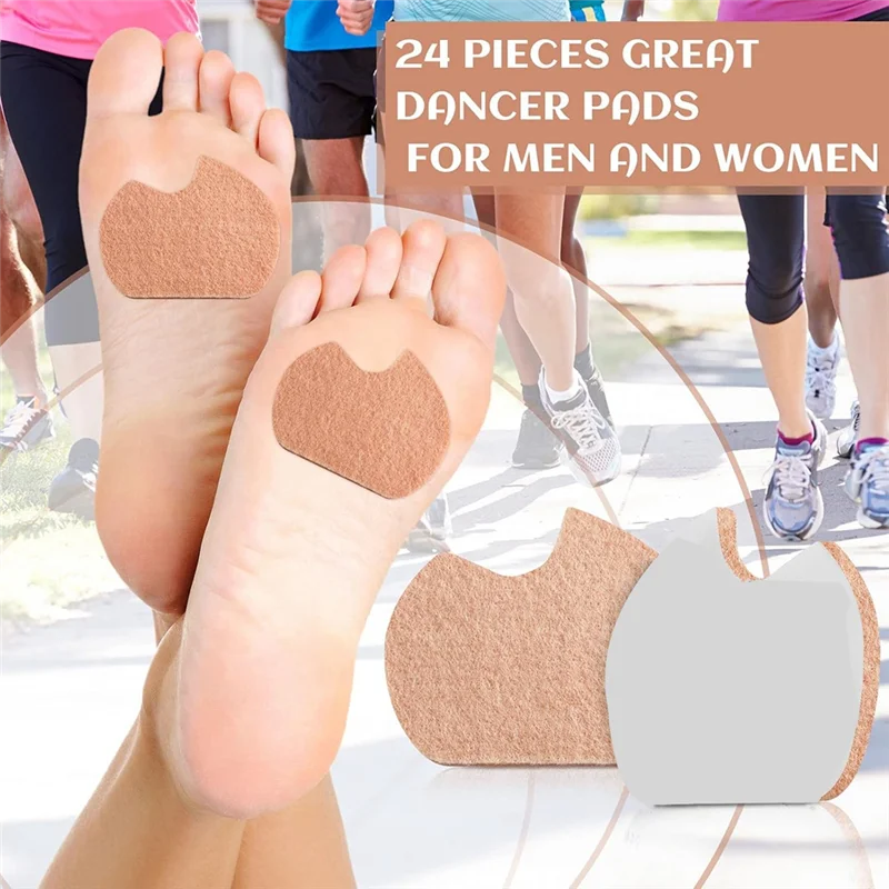 ABDJ-24 Uds. Almohadillas para pies para bailarina, almohadillas para sulcamoiditis para bola de pies derechos, cojín de fieltro para el dolor en el antepié