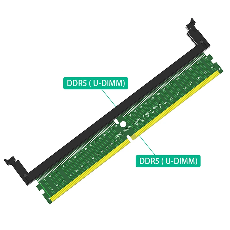 DDR5 U-DIMM Memory Protection Card com trava curta, placa de expansão, adaptador 288Pin, desktop, PC, computador