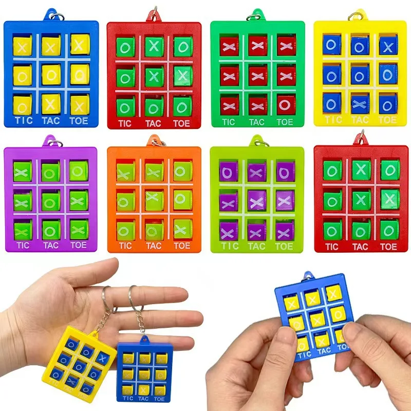 4/10/30PCS Funny Tic-tac-toe Keychain for Kids Plastic Keyholders for Mini Backpack Clip Children's Toys Party Favors Gift