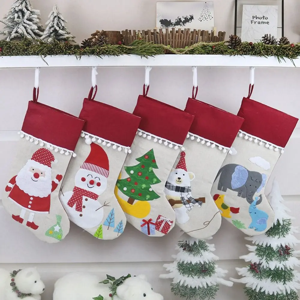 Santa Claus Large Candy Christmas Stocking Snowman Mini Hanging Christmas Gift Bag Exquisite Romance Christmas Hanging Stocking