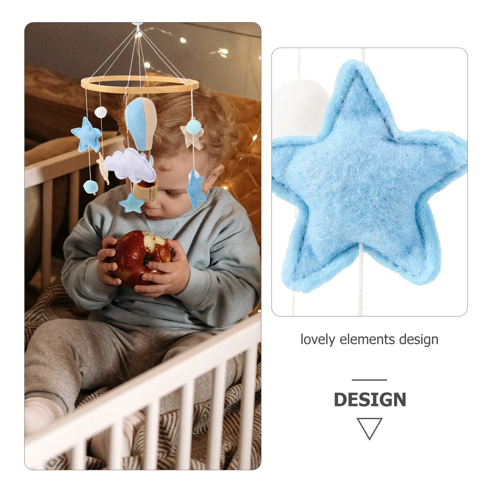 โมบายแขวนรูปบอลลูนอากาศร้อนบนเมฆ ทำจากผ้าสักหลาด สำหรับตกแต่งห้องเด็กอ่อน ห้องนอนเด็ก ของตกแต่งเตียงเด็กสำหรับเด็กผู้หญิง