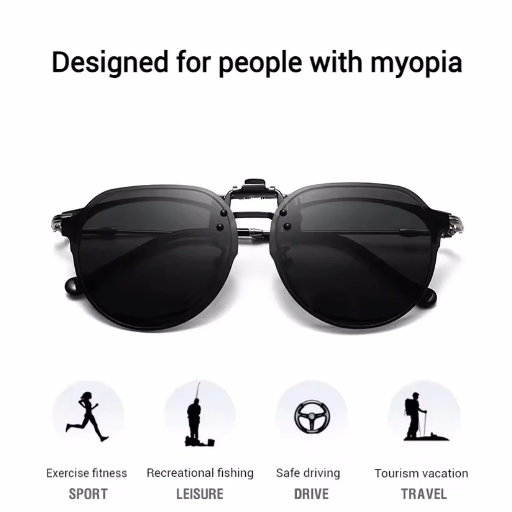 عدسات واقية من الشمس مستقطبة قابلة للطي على النظارات الشمسية تغطي العدسات للرجال والنساء لركوب الدراجات والقيادة وصيد الأسماك مع مشبك #3