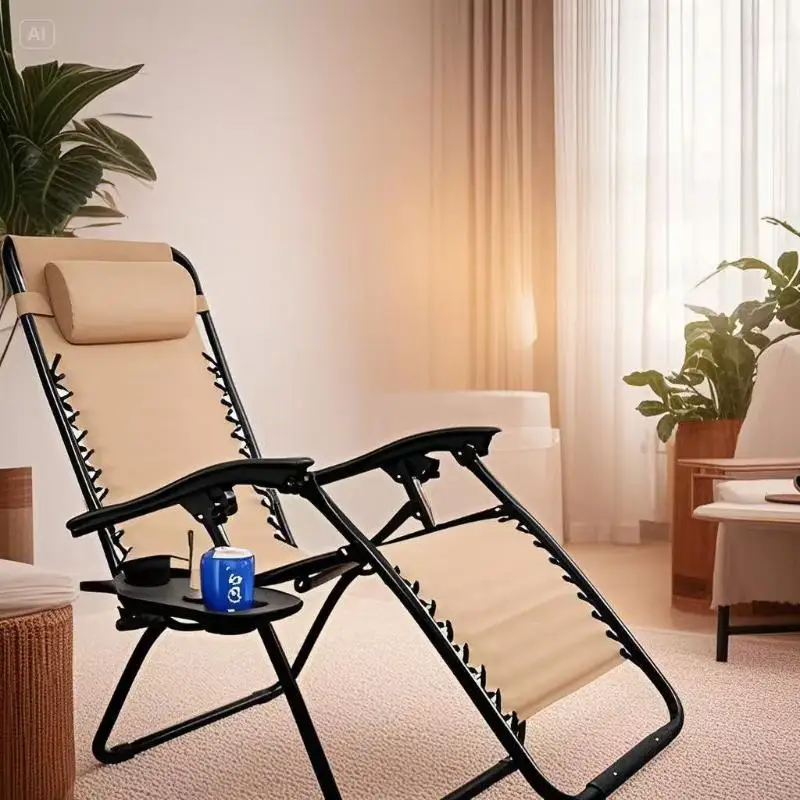 Portable Recliner Folding Chair Tray Drink Holder Side Tray Breakfast Beach Chair Cup Holder For Outdoor Camping Accessories view 4