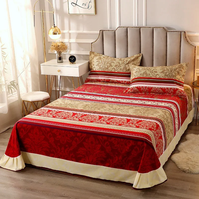 

Autumn and Winter 100% Cotton Thicken Bed Linen Luxury Bedspread On The Bed Bedspreads For Mattresses Queen Size Flat Sheet