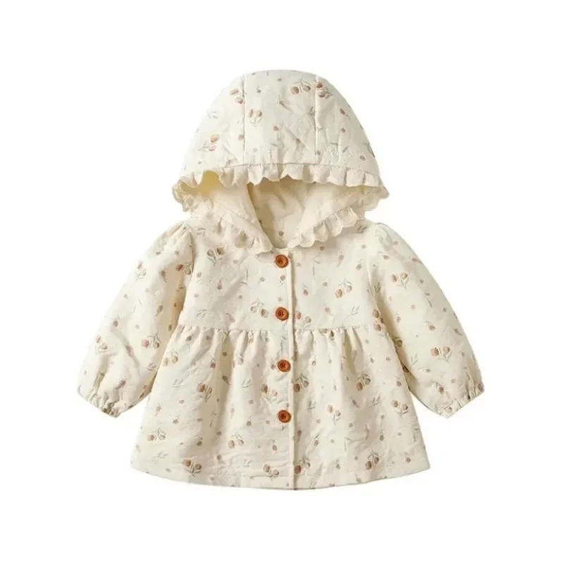 

Girls' windbreaker jacket 12M-6Y children's spring and autumn fashionable clothes Kids girl versatile hooded top