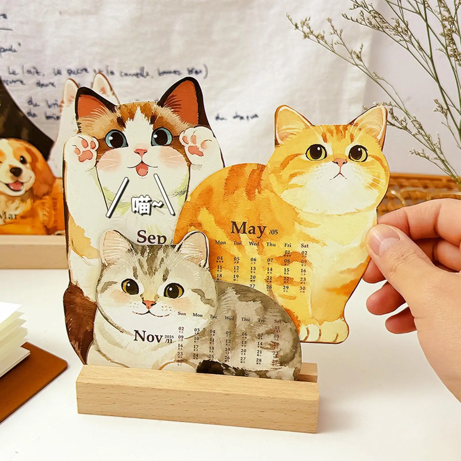 

Настольный календарь с милыми кошками и собаками, ежемесячный планировщик на 2026 год, ежедневный настольный календарь для организации встреч, праздника, спальни, жизни