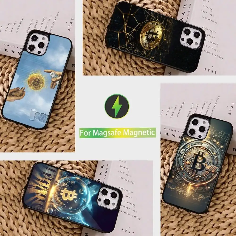 

Чехол для телефона с биткойнами и цифровой валютой для iPhone 16,15,14,13,12,11, Pro, Max, Plus, Mini, Magsafe, магнитный чехол для беспроводной зарядки