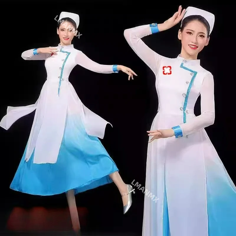 

Рабочая одежда для врачей, сценическая одежда, противовирусные сценические костюмы, платья для современного танца, с длинными рукавами.