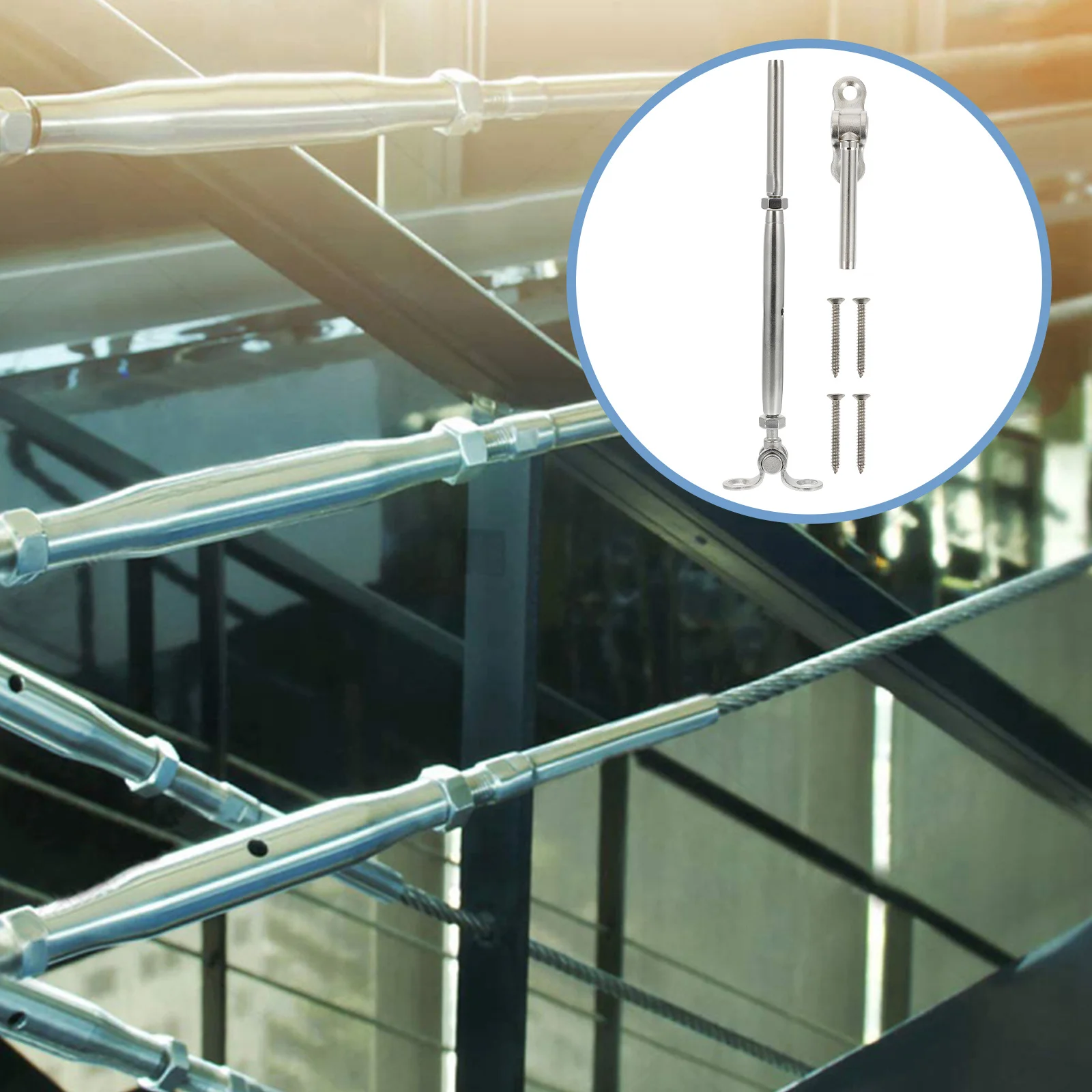 

1Set Stainless Steel Cable Railing Kit Toggle Turnbuckle Hardware for Deck Stairs Balcony Wood Post Railing