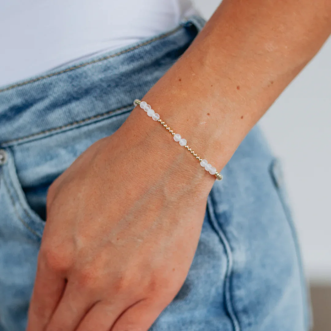 

CCGOOD Moonstone Bracelet for Women Natural Stone With 18K Gold Plated Beads Adjustable Jewelry Birthstone Gift for Her