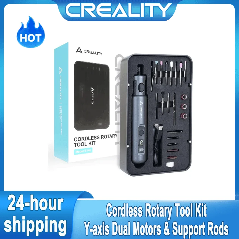 Creality Cordless Rotary Tool for 3D Prints Finishing 24-in-1 USB Charging 6-Speed Power Rotary Tool Kit for 3D Print Crafts