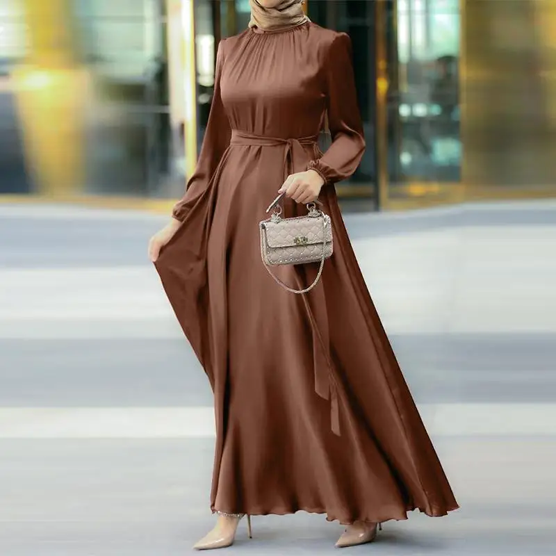 

Muslim Maxi Dresses for Women Arabian Simple Loose Solid Elegant Dubai Turkey Islamic Temperament Muslim Plain Abayas for Women