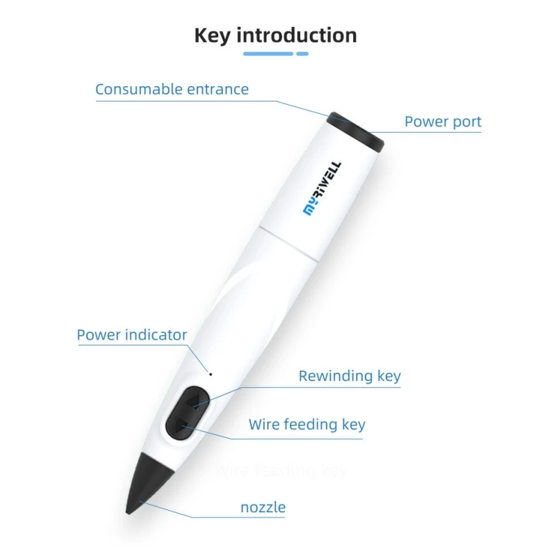 1 Stück USB-betriebener 3D-DIY-Druckstift, kompatibel mit PCL-Faser- und Low-Temp-Extruder, USB-betrieben (keine Batterie erforderlich)