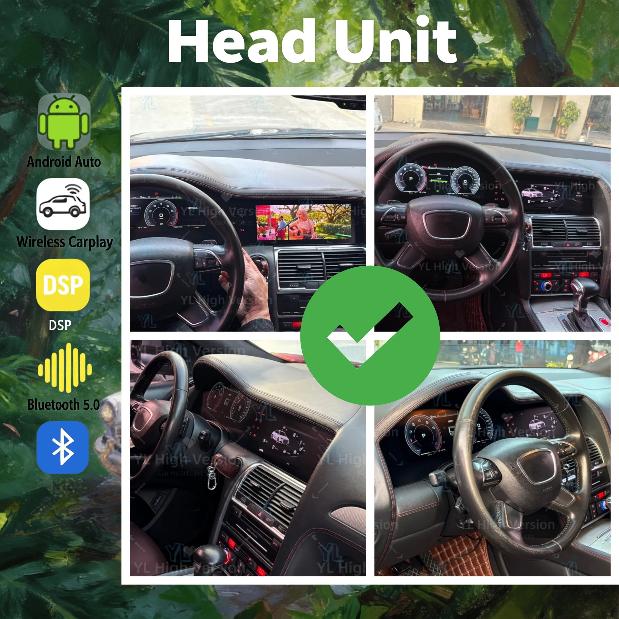 

Мультимедийный проигрыватель для автомобиля с Android 13 для Audi Q7 2006-2015, двойной экран, цифровая панель приборов, GPS-навигация, автомагнитола, CarPlay, BT 5.0
