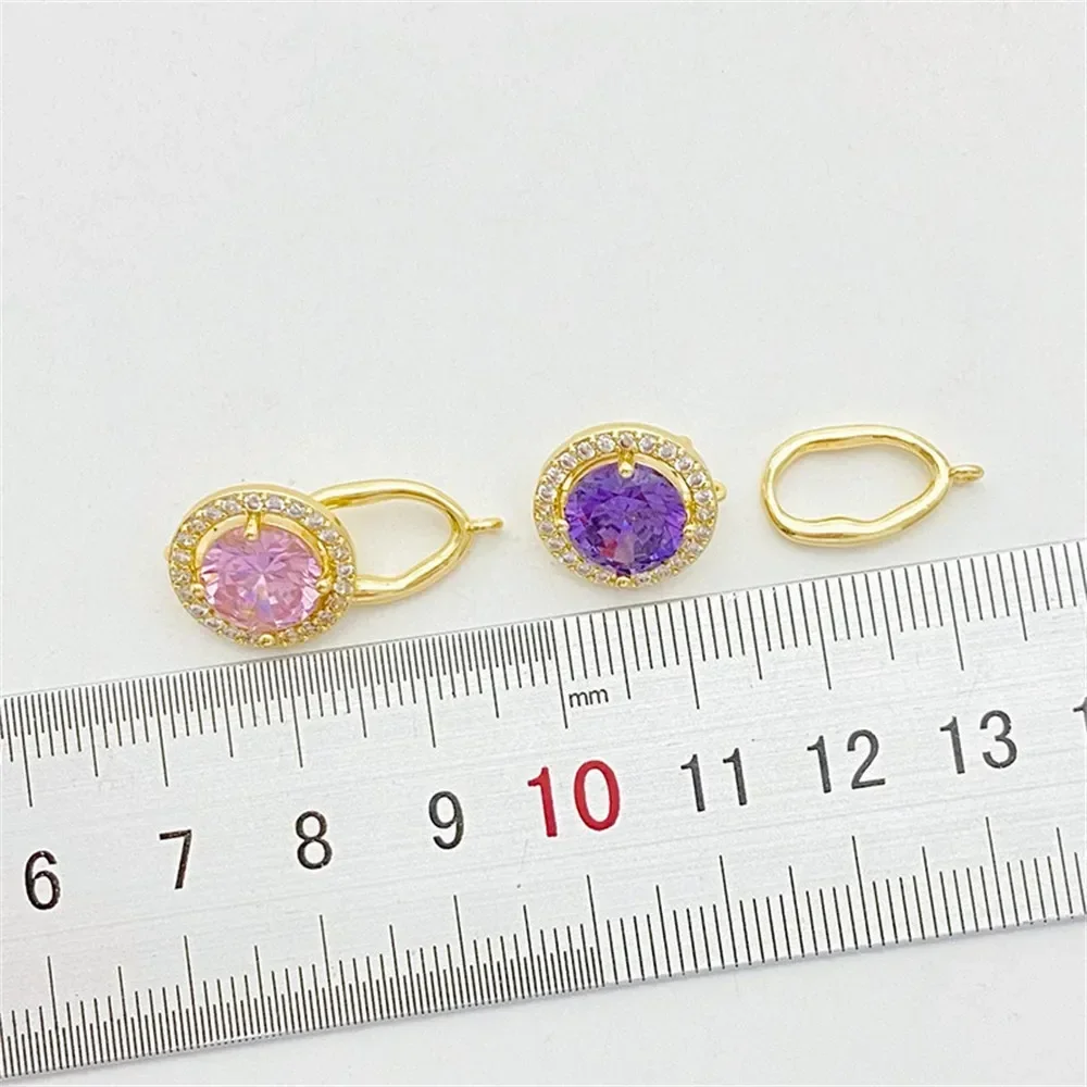 

14K Gold Zirconium Round Connecting Buckle Handmade DIY String Bracelet Necklace Closing Buckle Jewelry Material Accessories