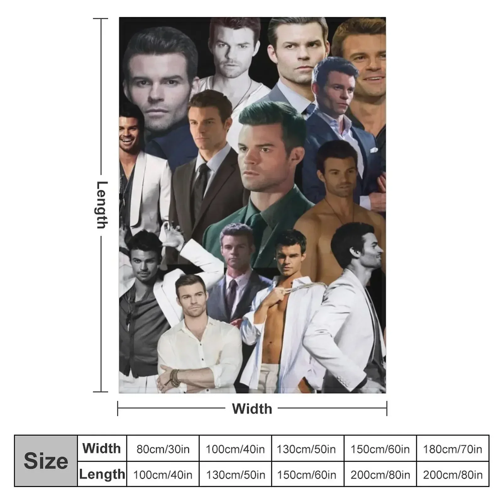 Daniel Gillies - Elijah Mikaelson photo collage Throw Blanket Tourist anime funny gift Hairys Blankets