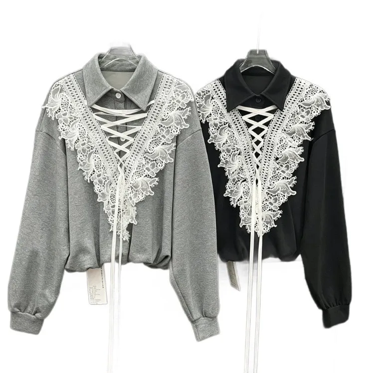 Long Sleeve Turn Down Collar Top Loose Fit Private Celebrity Style with No Ironing Required Long Sleeve Shirts for Women