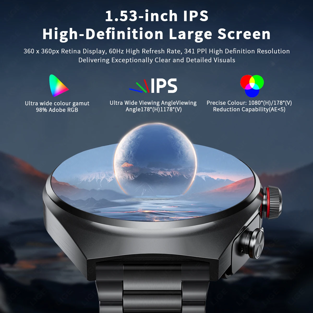 LIGE 2 In 1 TWS Earphones Smart Watch Waterproof Wireless Bluetooth Headset Call Health Blood Pressure Sports Music Smartwatch