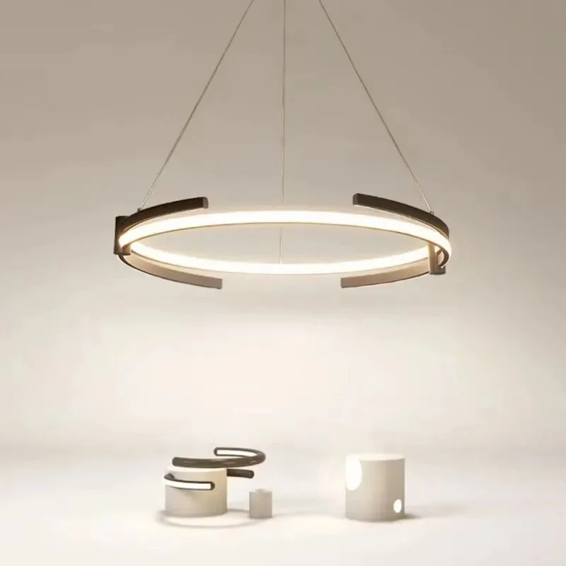 

Simple circular aluminum LED pendant light modern living room bedroom dining table light bar counter dining room hanging lamp