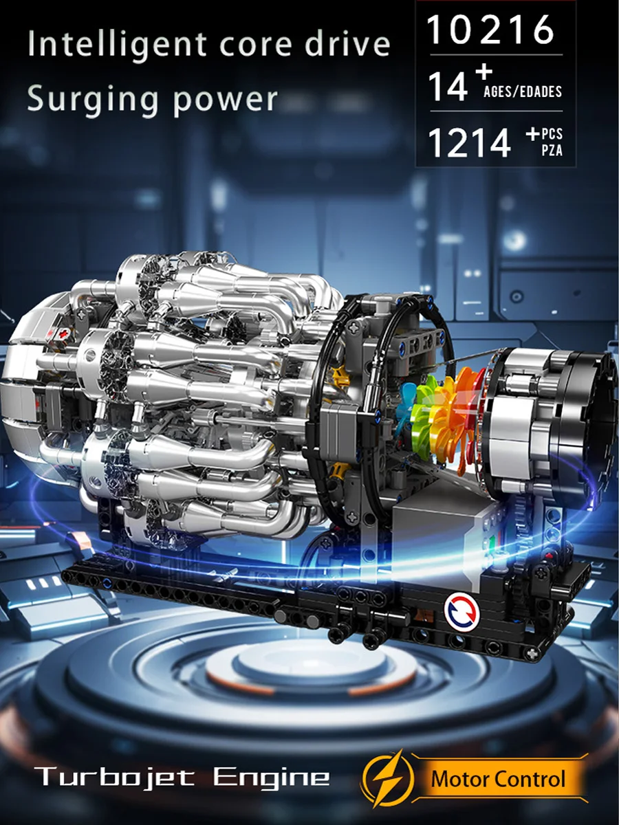 

Mould King 10216 Turbojet Engine Motorized Simulation Model Building Blocks Electrically Driven Toys Set for Adults Children