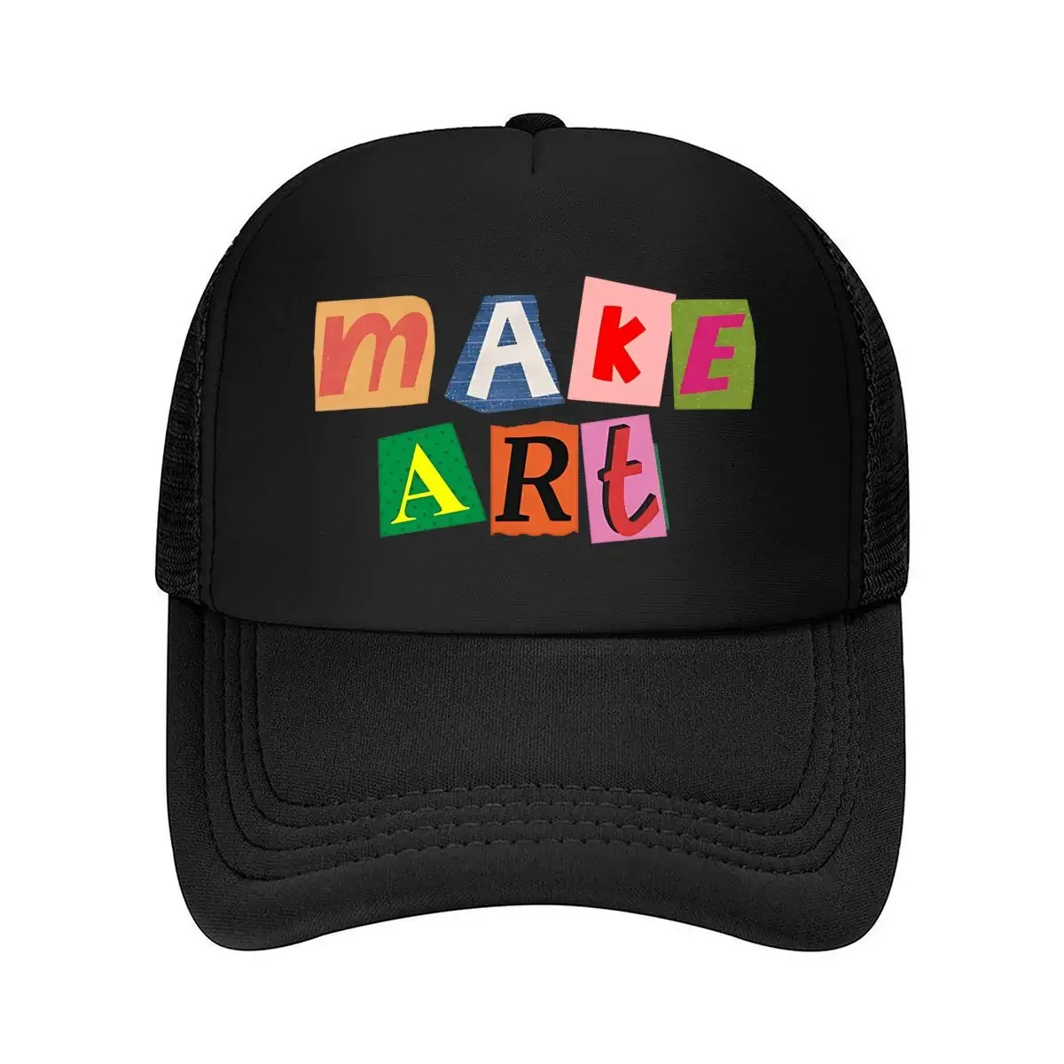 New Make Art Collage Sticker Mesh Baseball Cap